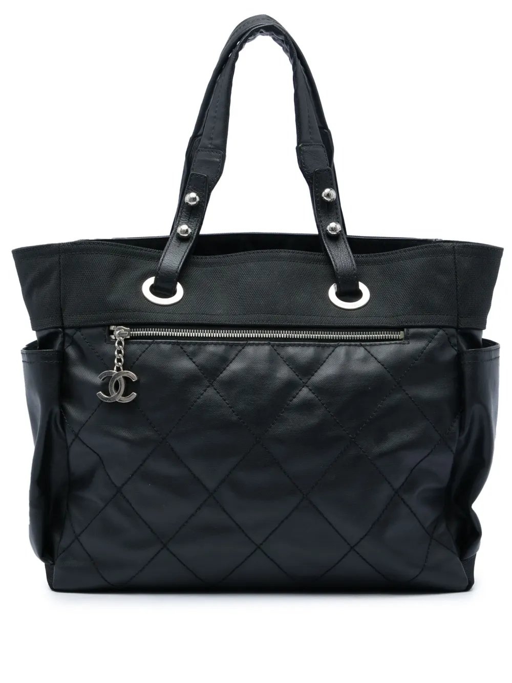 2006-2008 Paris Biarritz Large Quilted Coated Canvas and Nylon tote bag