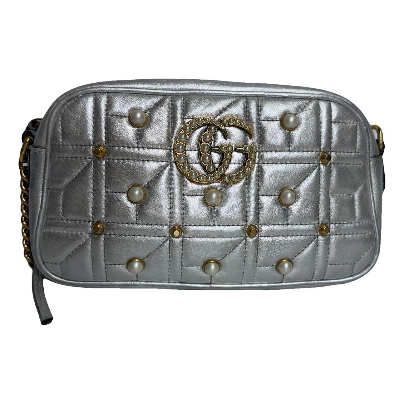 Pearly GG Marmont Flap leather crossbody bag