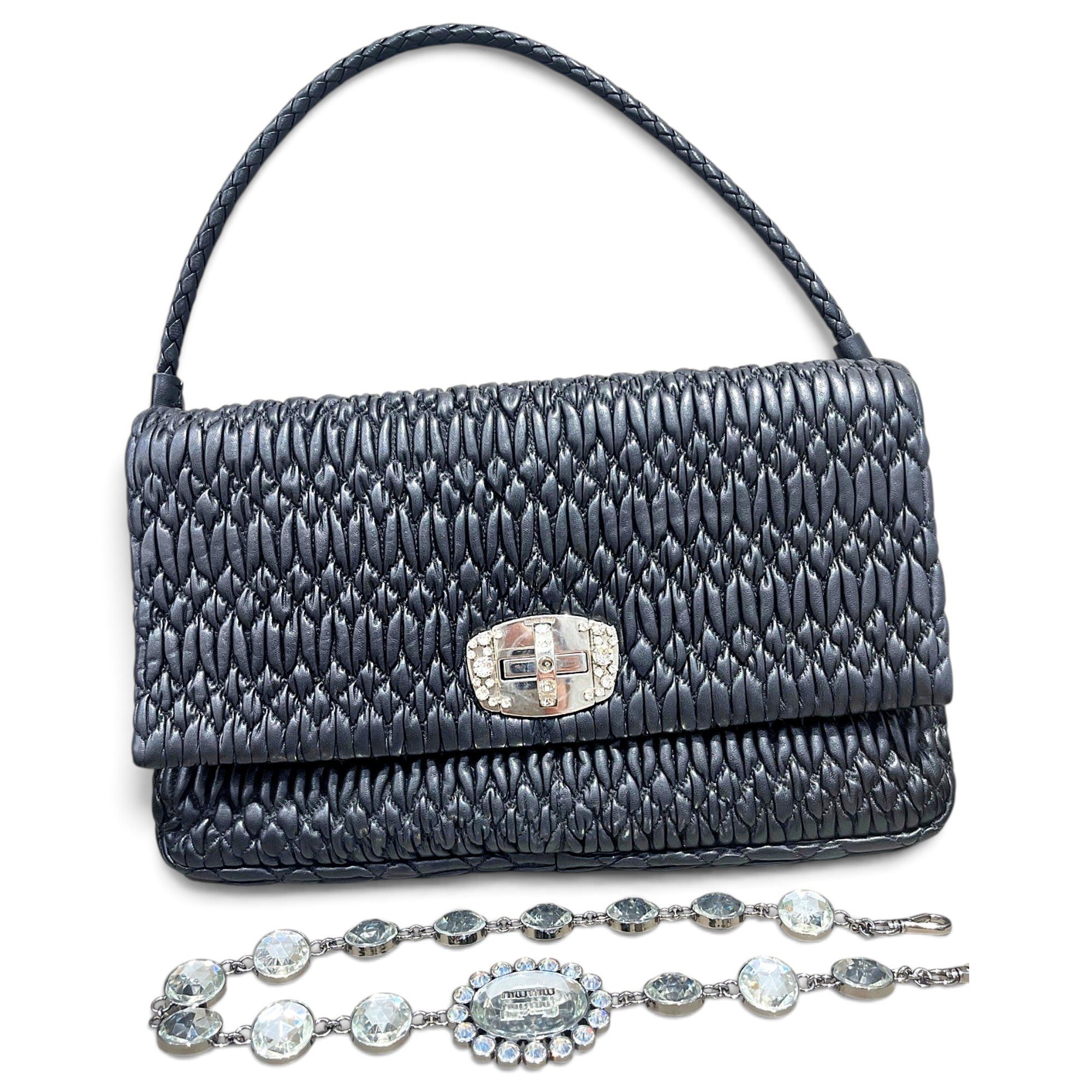Miu Crystal leather handbag