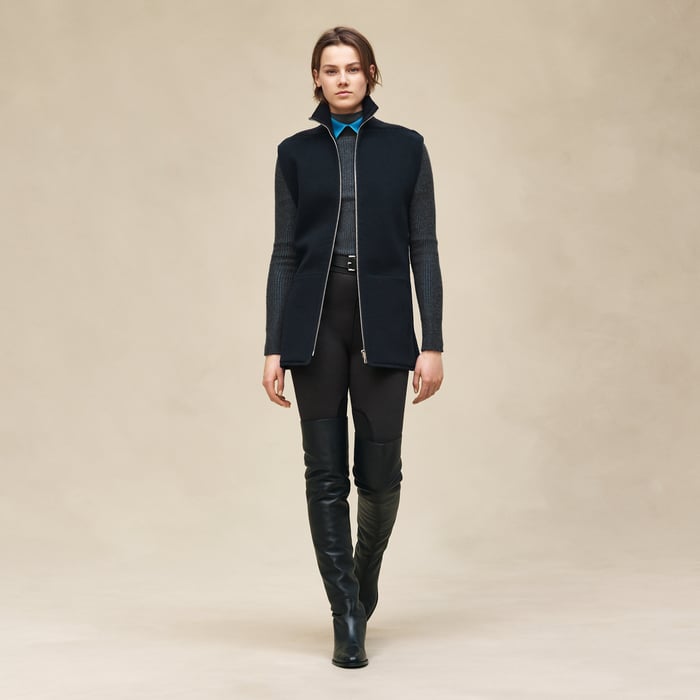 Bleu Noir Cashmere Straight Vest