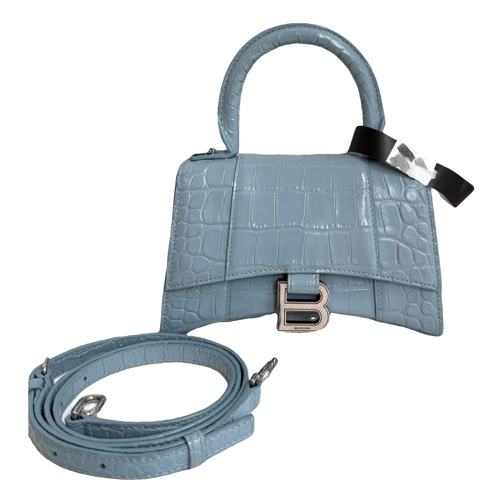 Hourglass leather handbag
