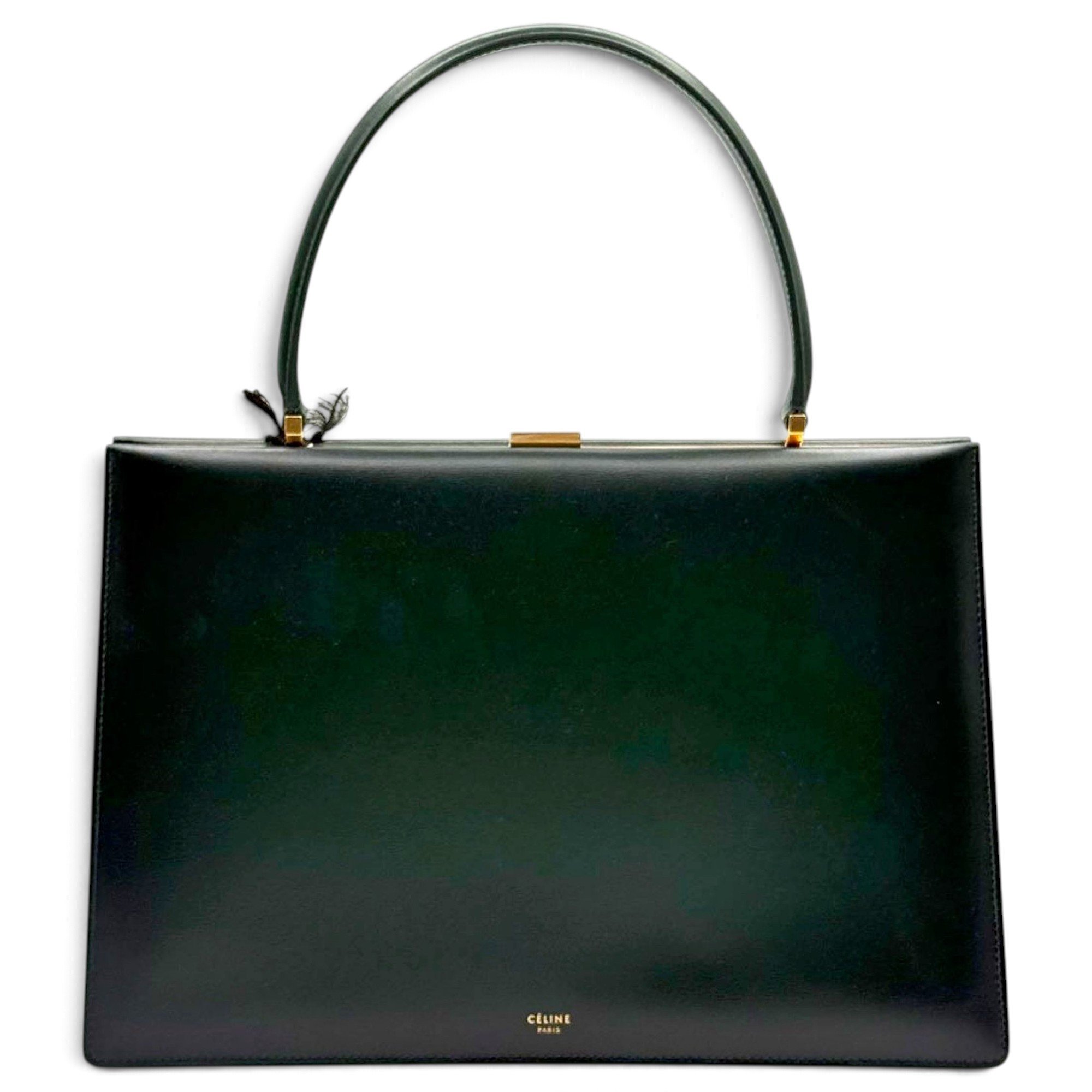 Clasp leather handbag