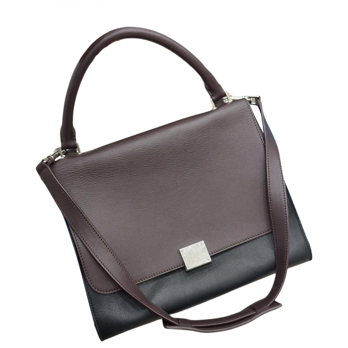 Trapèze leather handbag