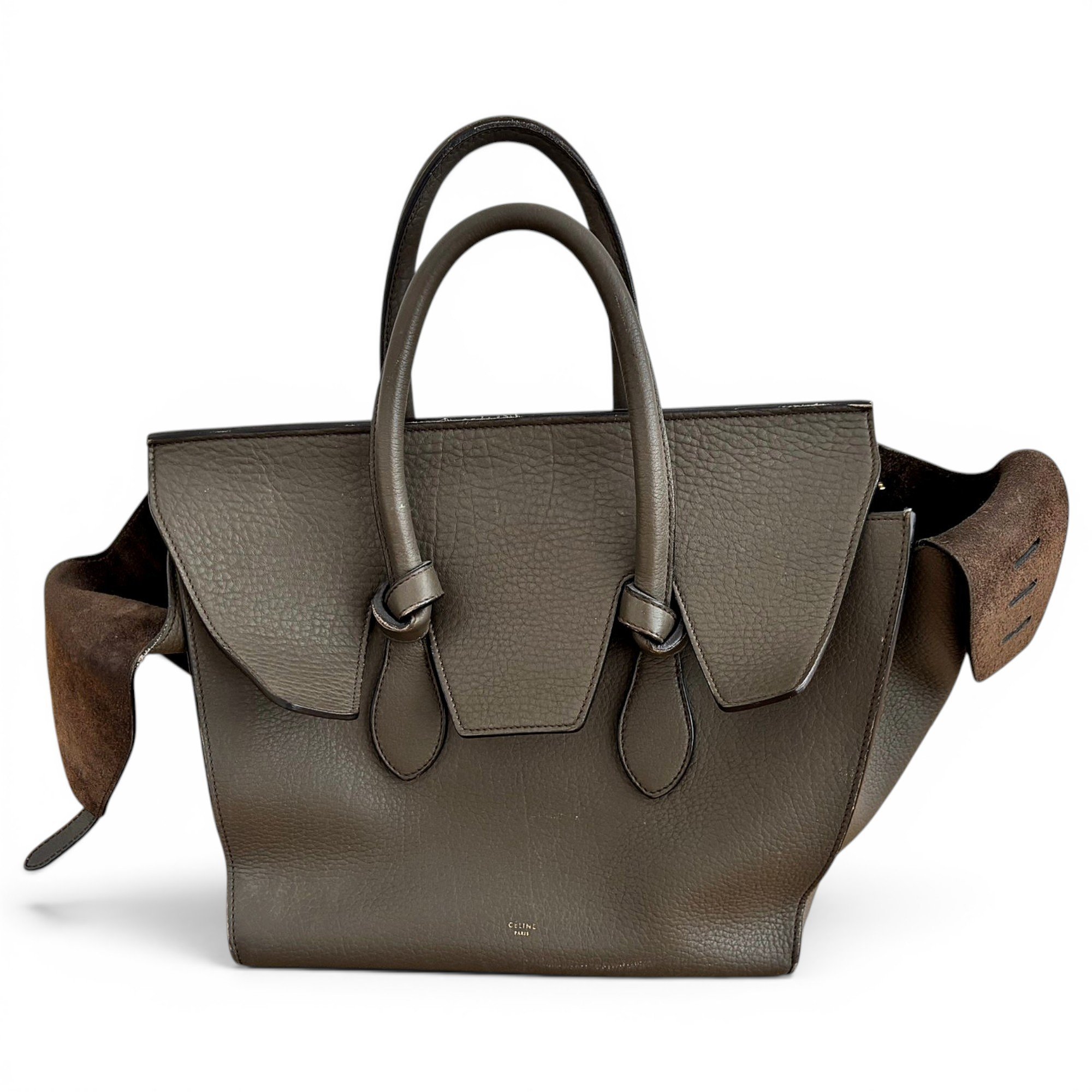 Tie leather handbag