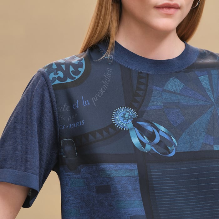 Bleu Encre "Coloriages De Jour" Short-sleeve Twillaine Sweater