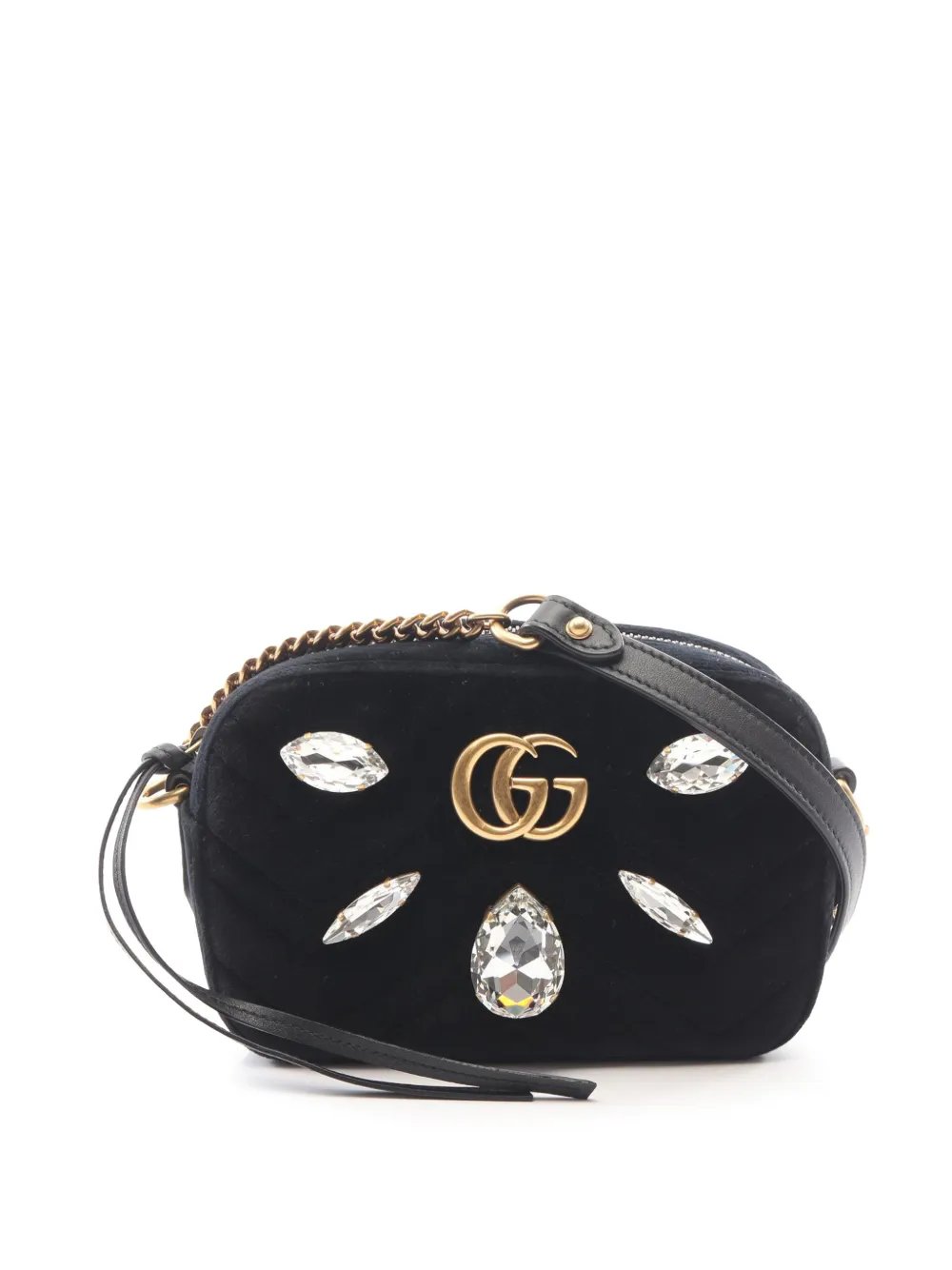 2016-2026 Mini GG Marmont Crystal Embellished Matelasse Velvet crossbody bag