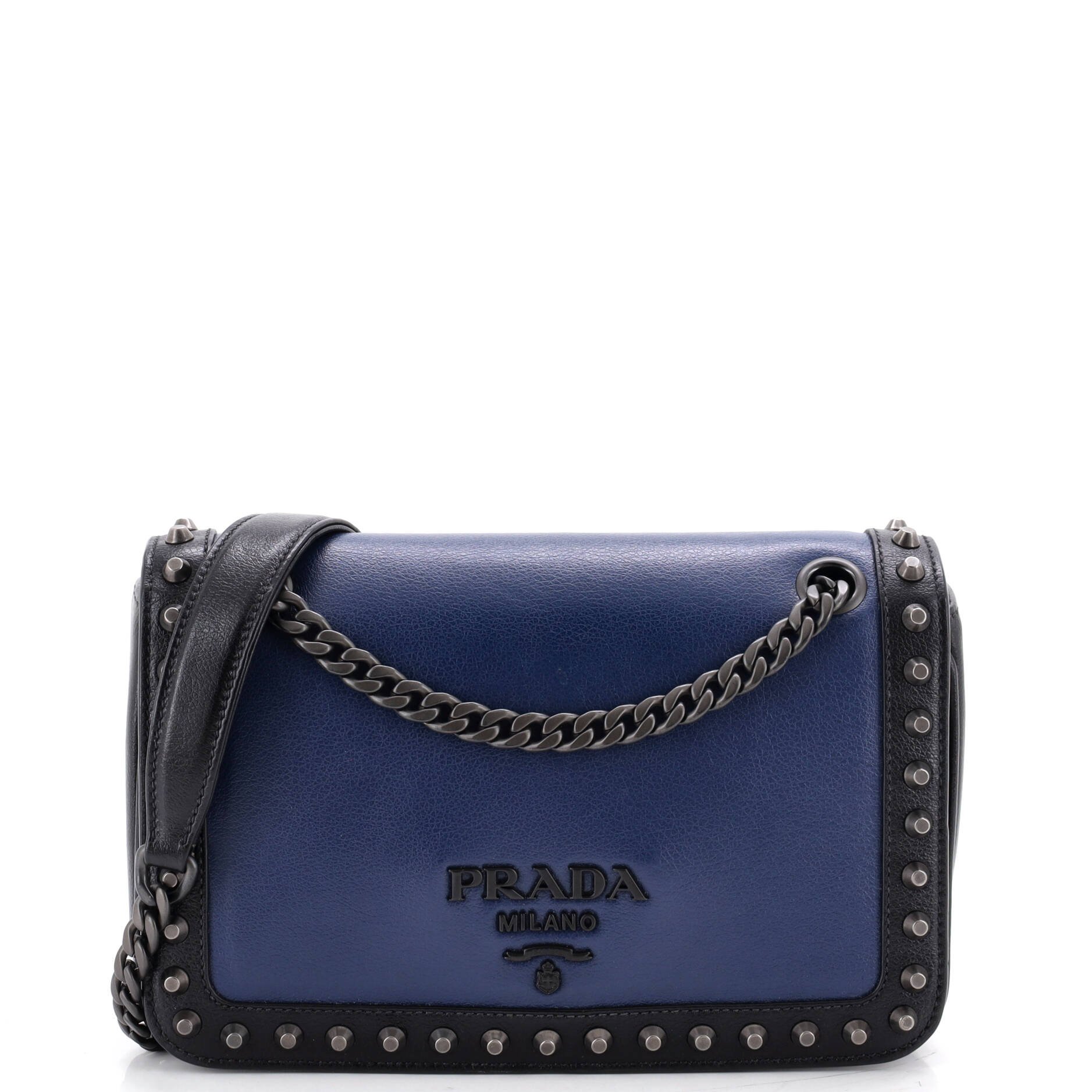 Chain Flap Bag Studded Glace Calf Small