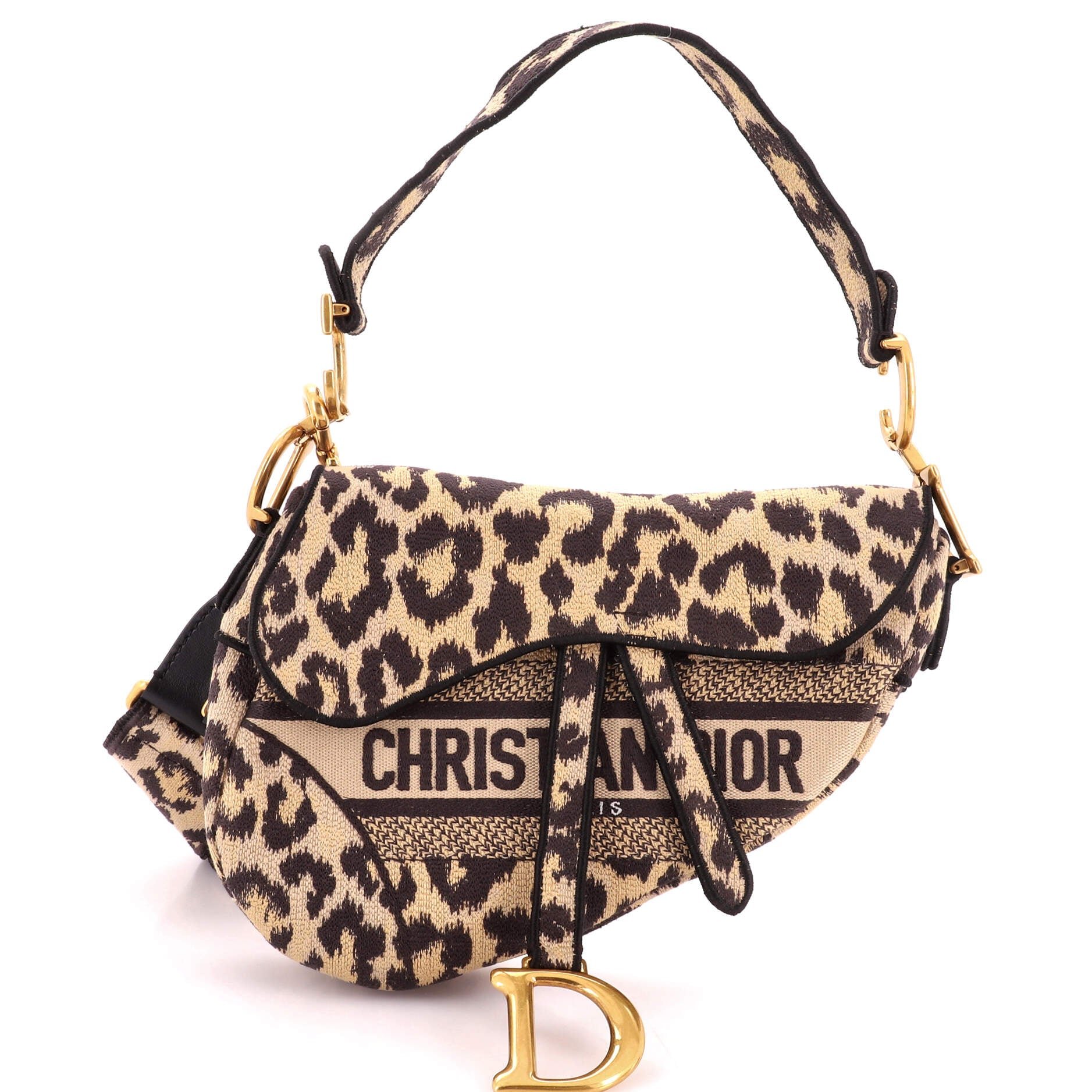Saddle Handbag Mizza Embroidered Canvas Medium