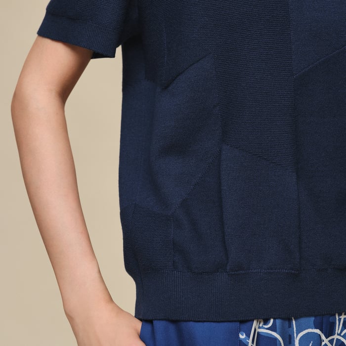 Bleu Outremer "H Voyage" Short-sleeve Sweater