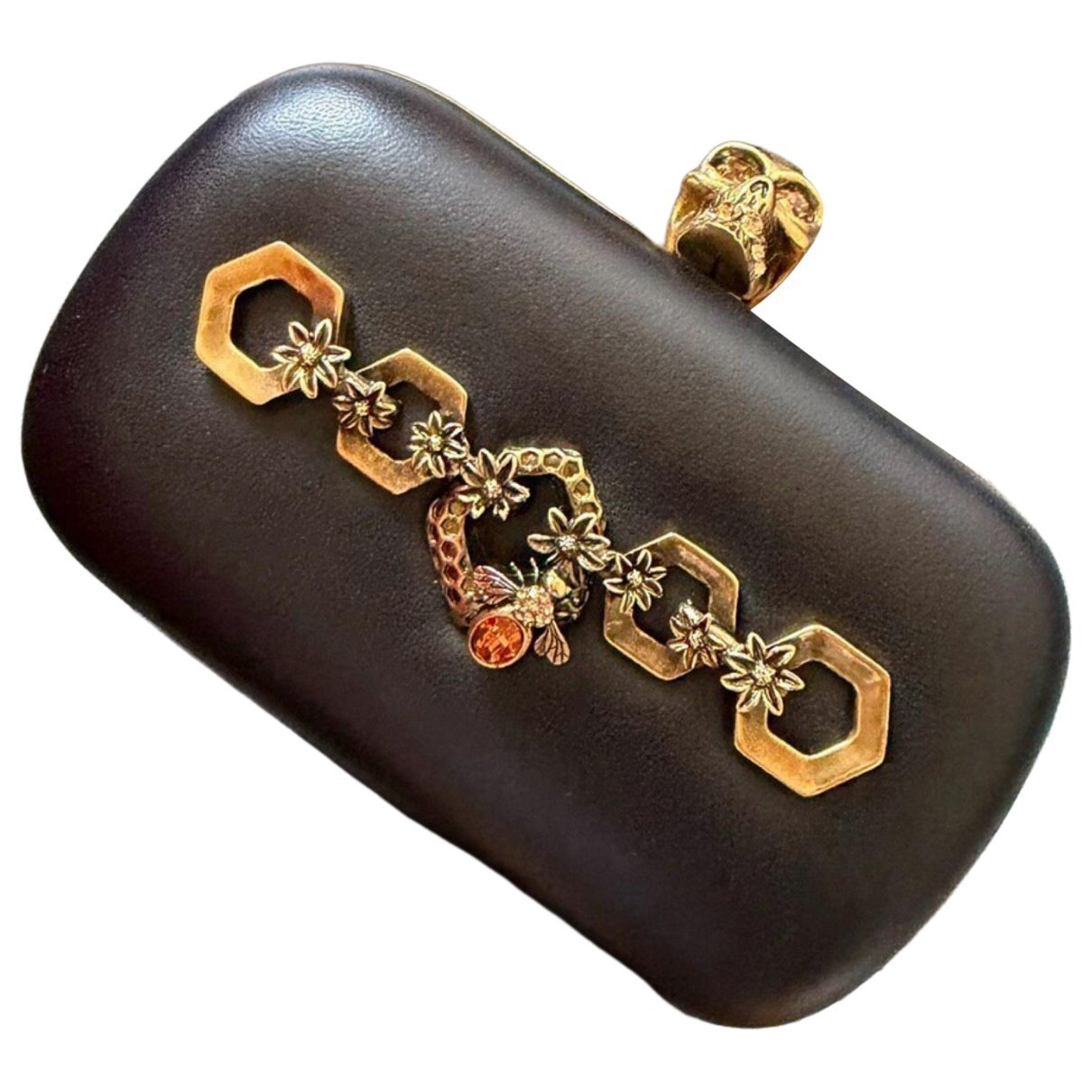 Skull leather clutch bag