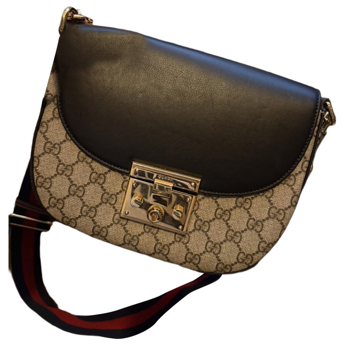 Padlock patent leather crossbody bag