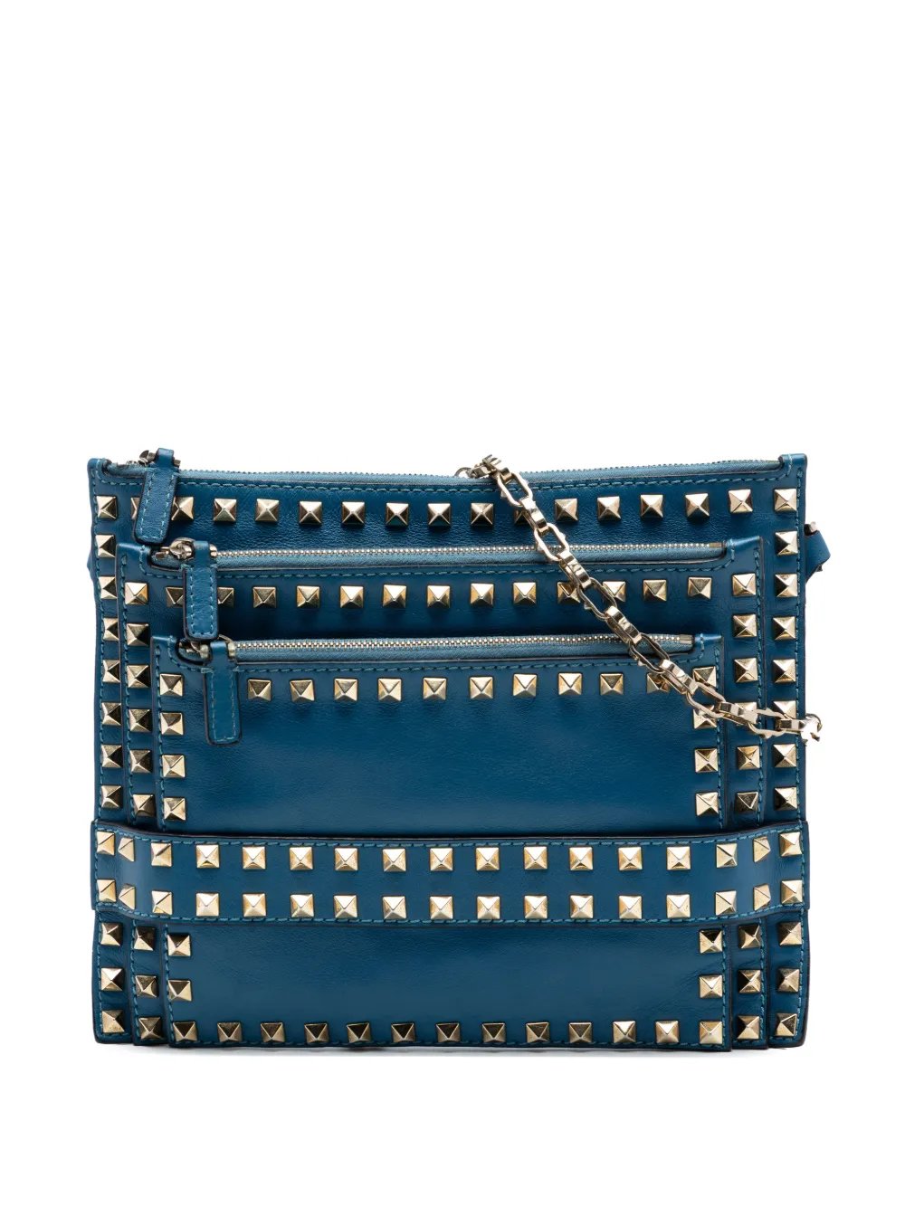 2000-2017 Leather Rockstud Triple Zip crossbody bag