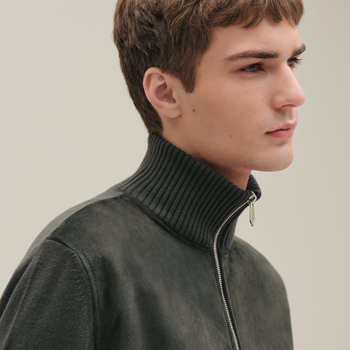 Vert Chrome "Devant Cuir" Zipped Jacket