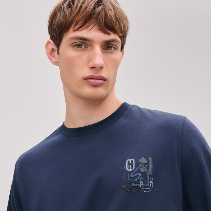 Océan "H Puzzle" T-shirt With Leather Detail