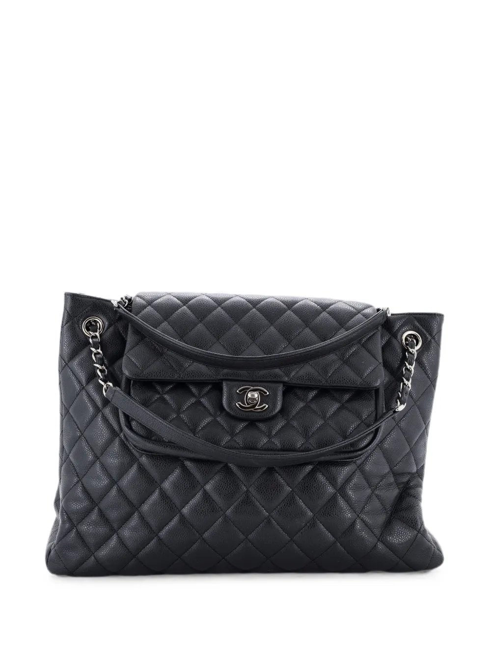 Classic Flap Shopping Quilted Caviar Large tote bag