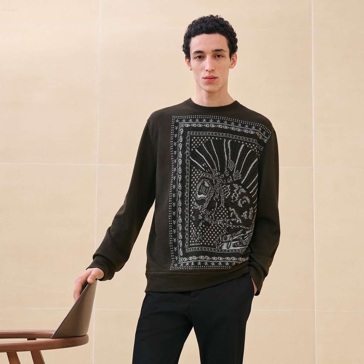 "Cheval Punk Bandana" crewneck sweater