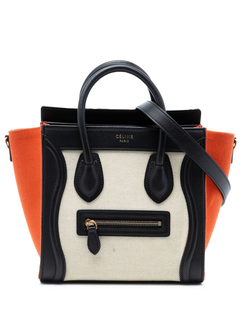 2014 Nano Tricolor Canvas and Leather Luggage Tote satchel