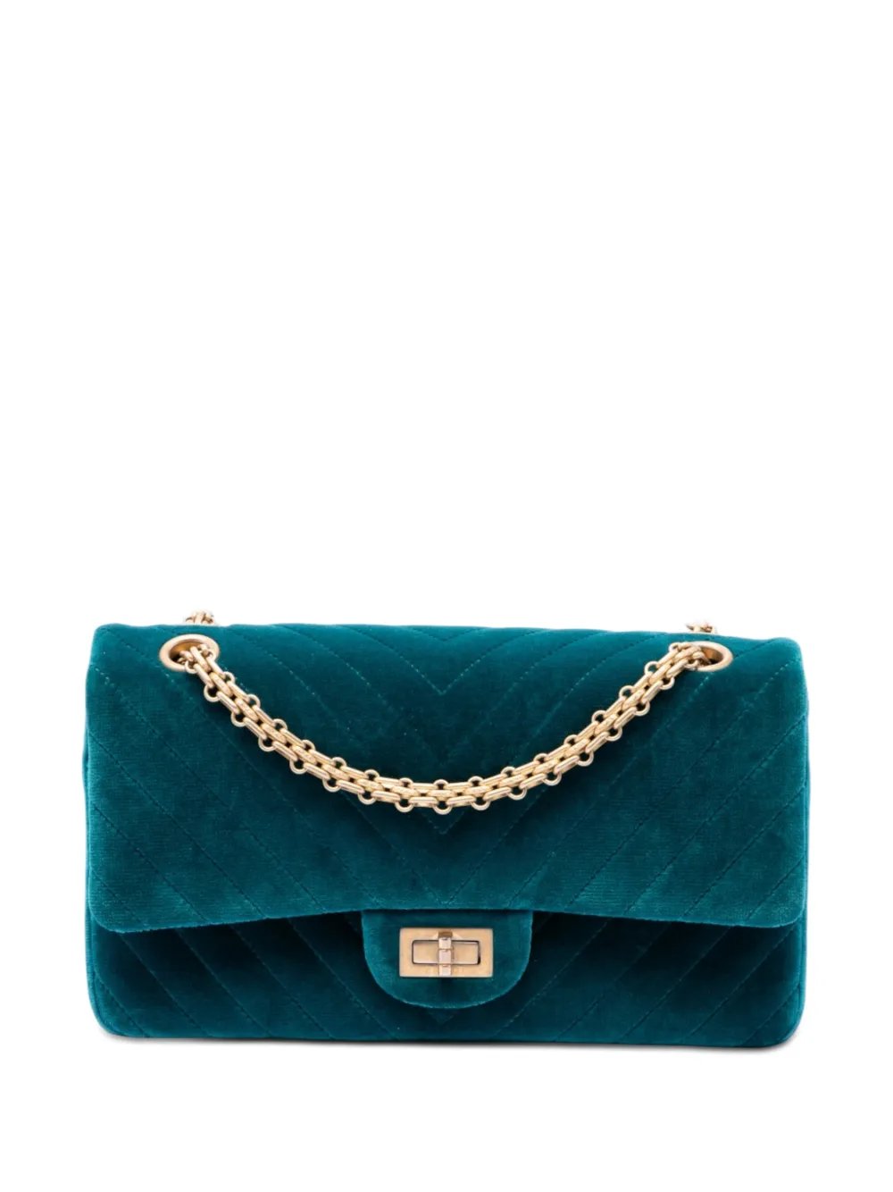 2018-2019 Chevron Velvet Reissue 2.55 Double Flap 225 shoulder bag