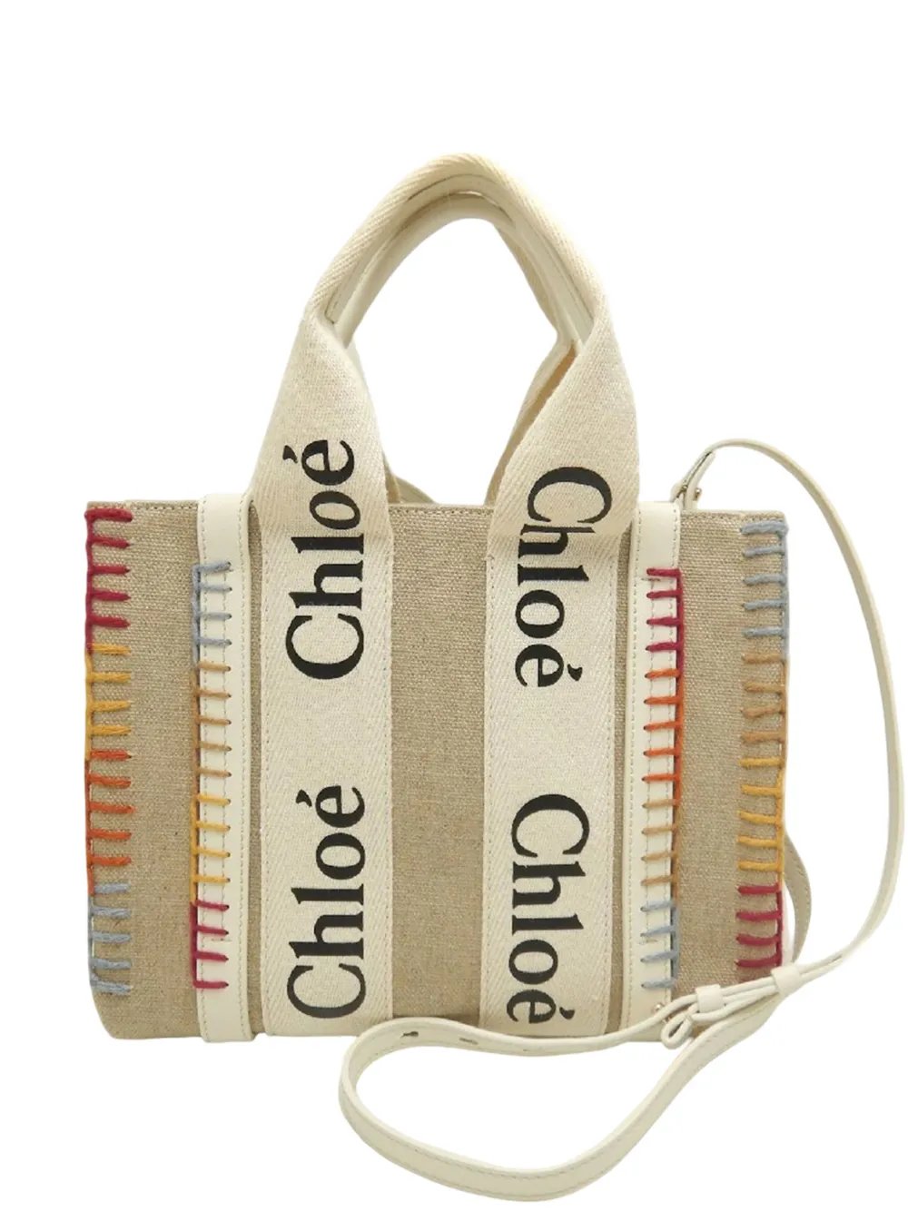 Chloe 2022 Small Canvas Stitch Woody Tote satchel