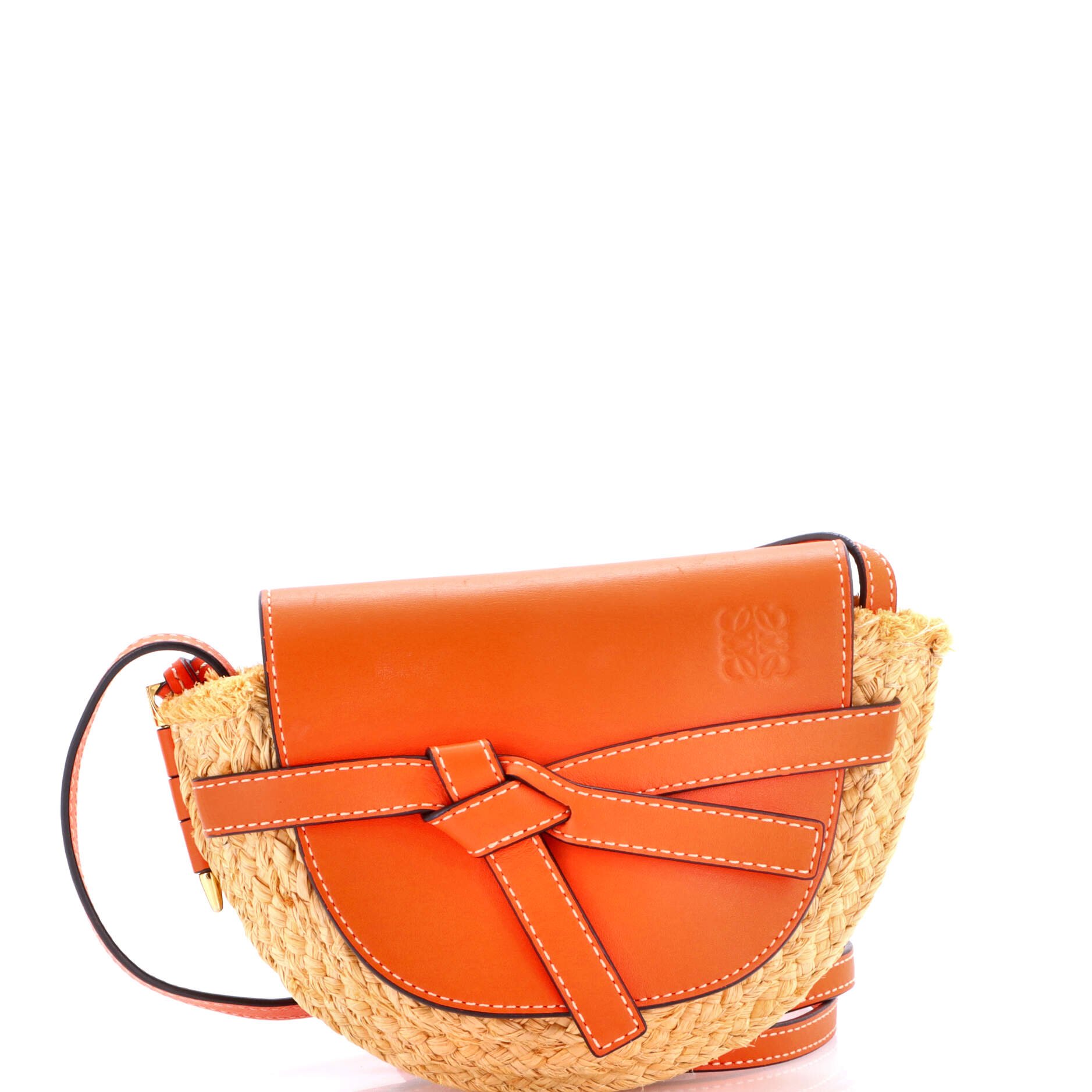 Gate Leather Shoulder Leather with Raffia Mini