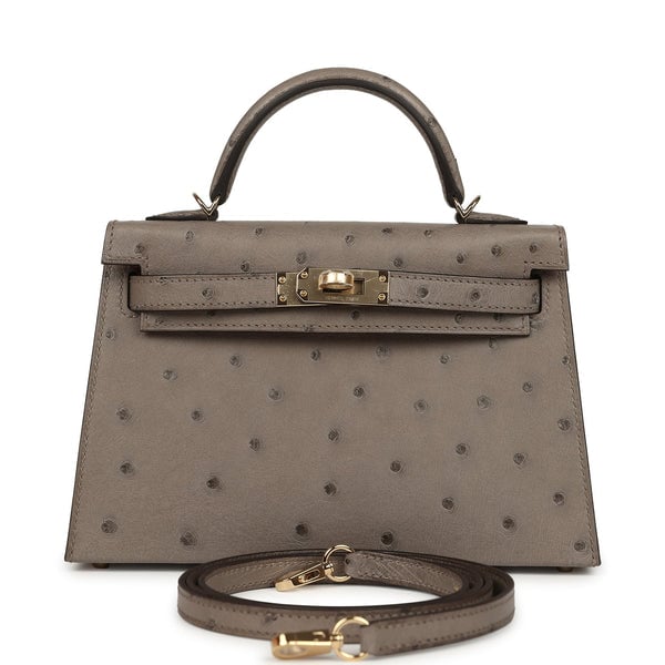 Hermes Hermes Special Order (HSS) Kelly Sellier 20 Graphite Verso Ostrich Permabrass Hardware
