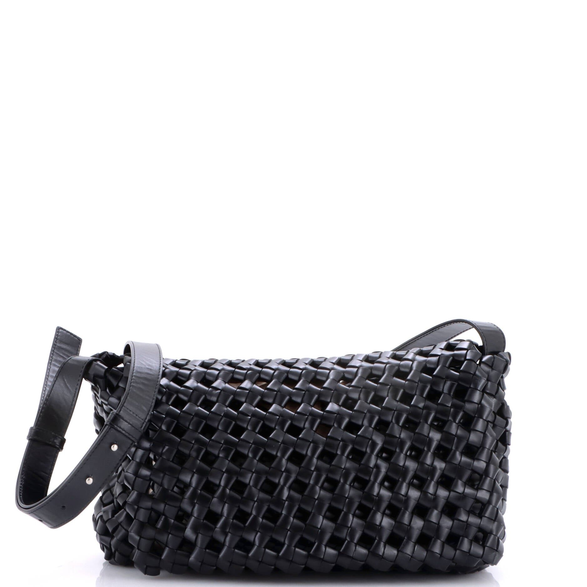 Window Flap Bag Knotted Intrecciato Leather