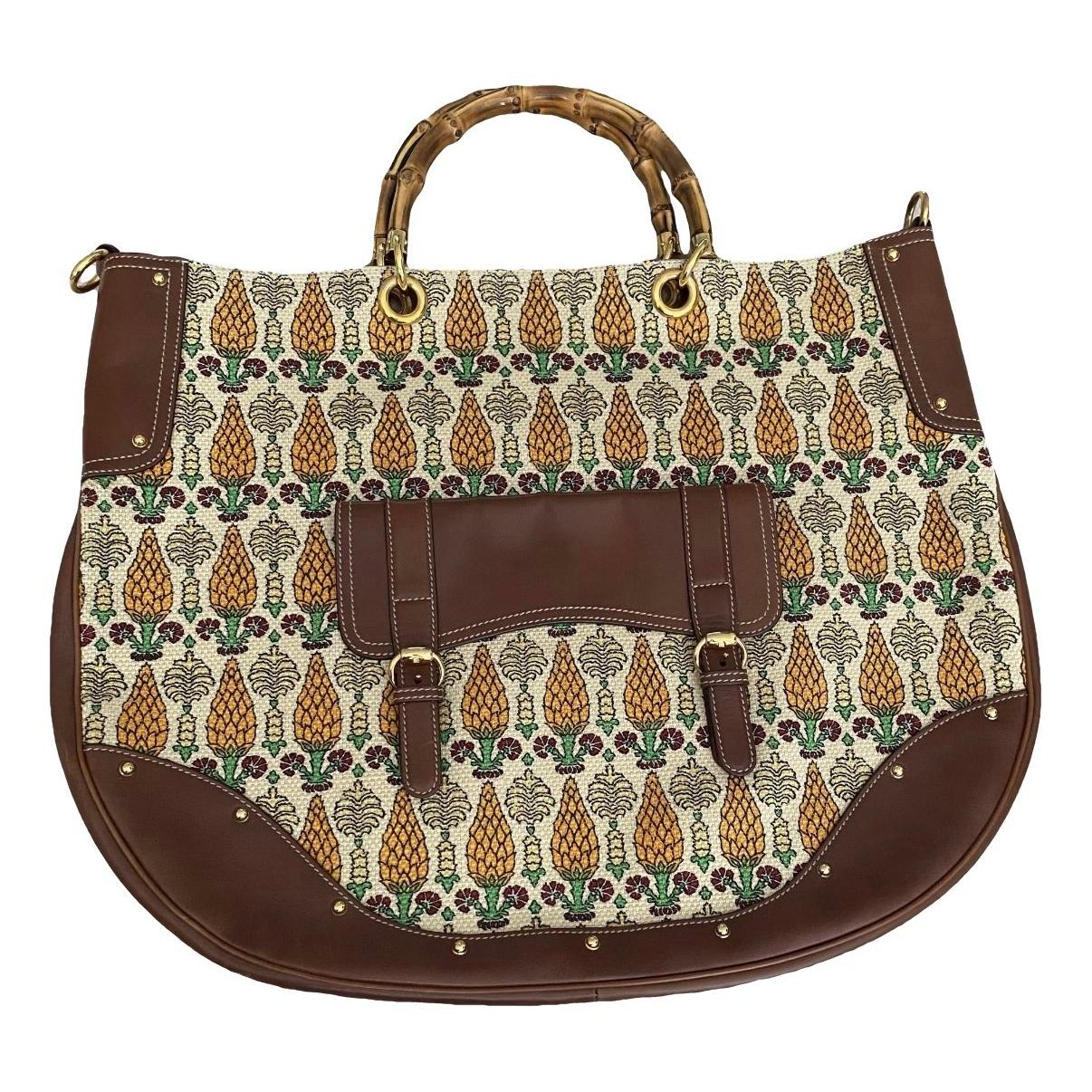 Bamboo Convertible Front Pocket leather tote