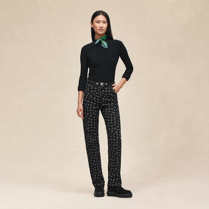 Noir "Porte-bonheur Bandana" Straight Leg Pants