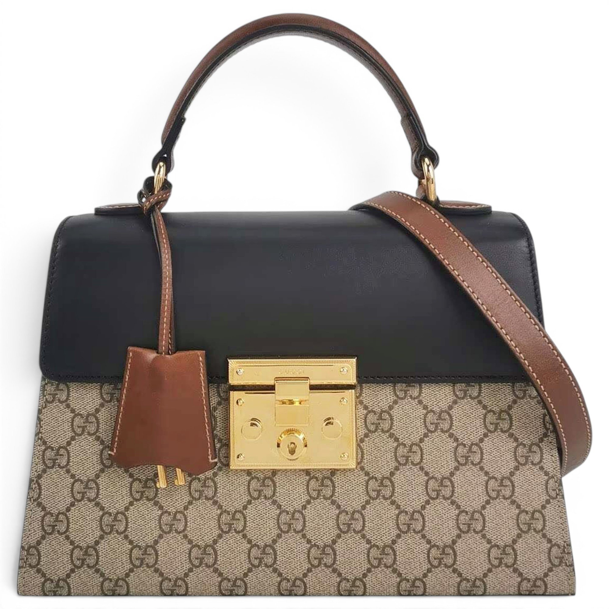 Padlock leather handbag