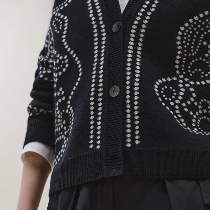Bleu Noir Embroidered Long-sleeve Cardigan