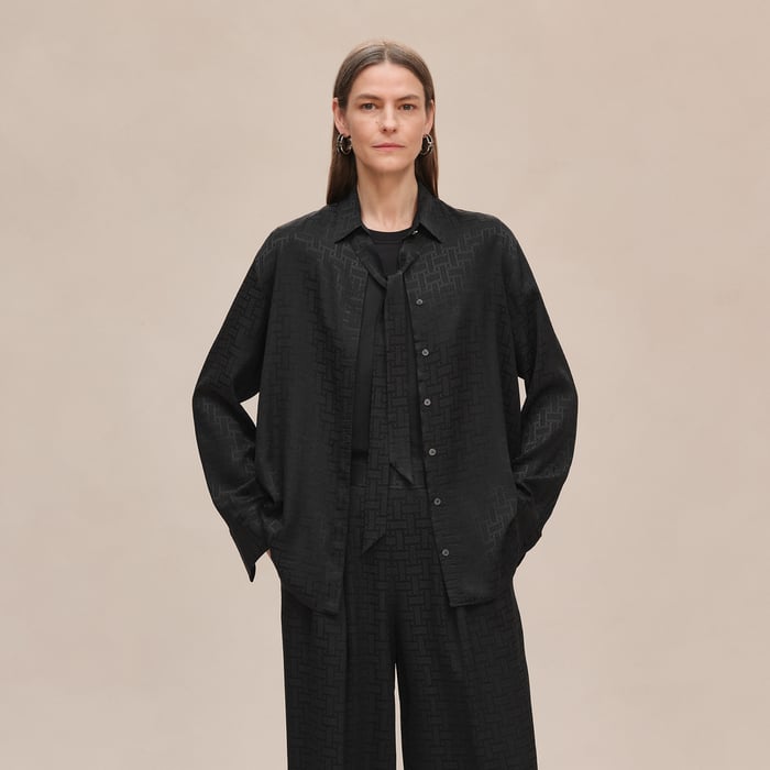 Noir "Mosaique" Ascot Collar Shirt
