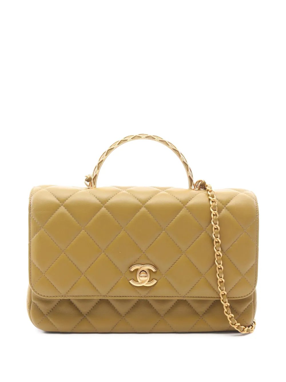 2021-2026 CC Quilted Lambskin Metal Twist Top Handle Flap satchel