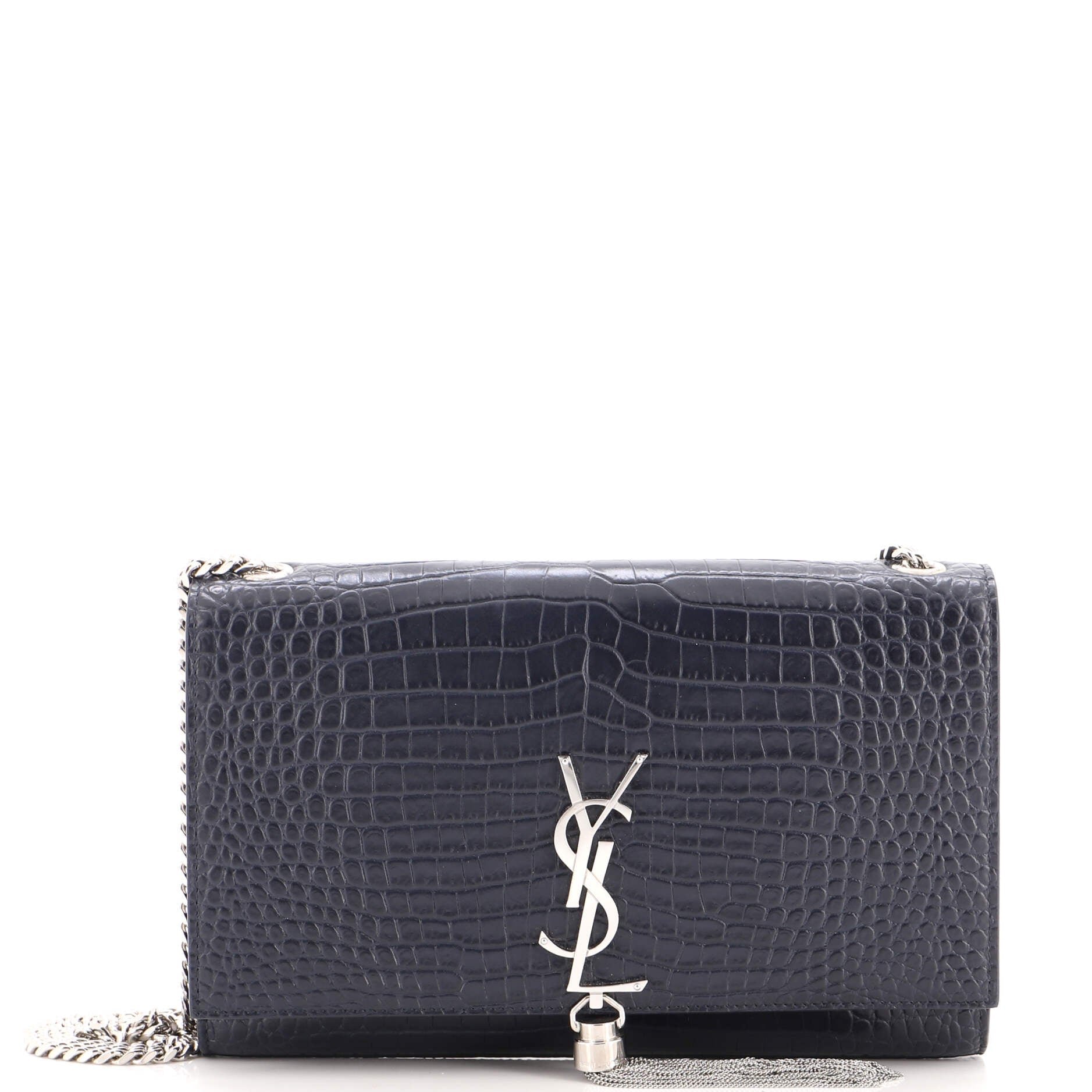 Classic Monogram Tassel Crossbody Bag Crocodile Embossed Leather Medium