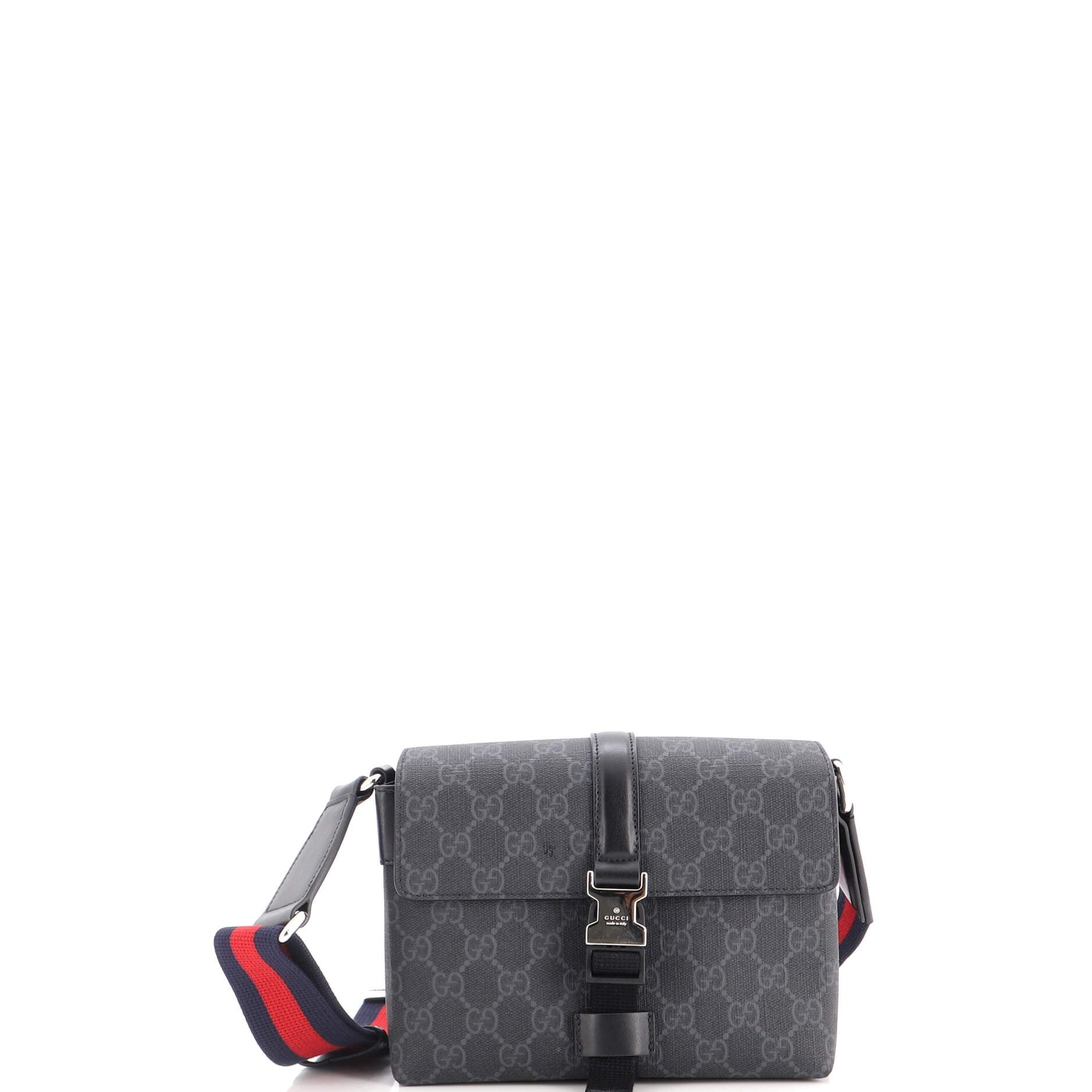 Front Buckle Web Messenger Bag GG Coated Canvas Mini