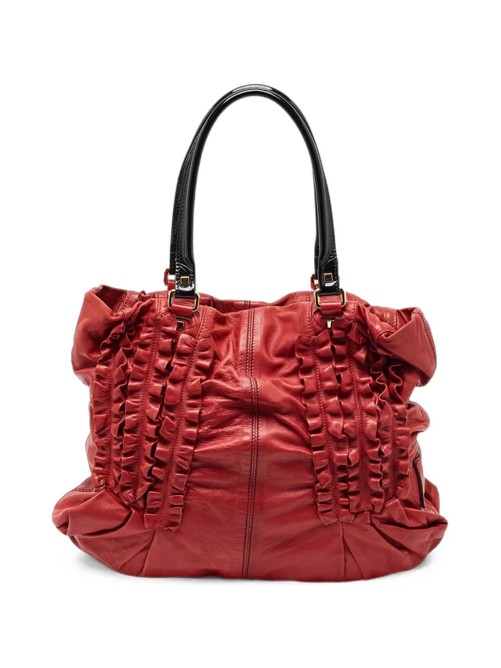 ruffled leather tote bag