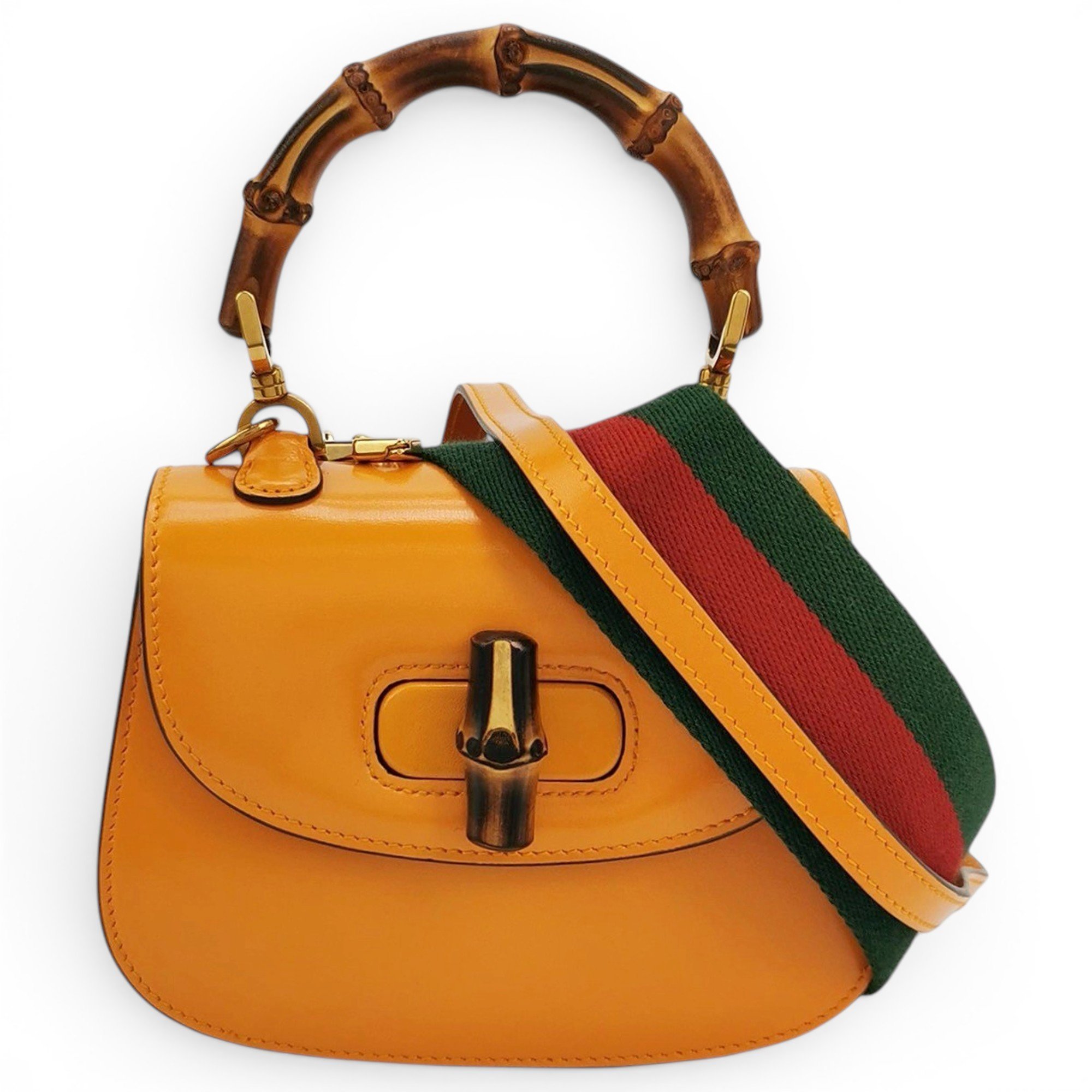 Convertible Bamboo Top Handle leather handbag