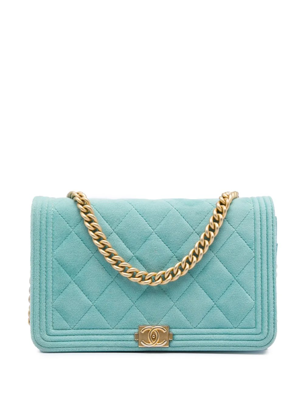 2019 Quilted Velvet Boy Wallet On Chain crossbody bag