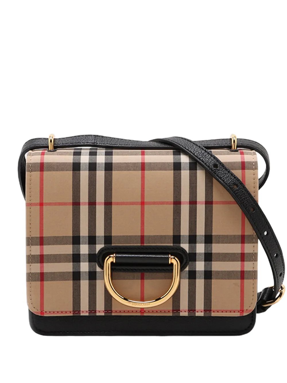 2000-2017 Small Goatskin Trimmed House Check Canvas D Ring crossbody bag