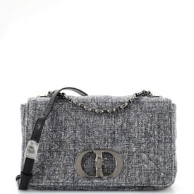 Dior Caro Bag Macrocannage Quilt Linen Medium