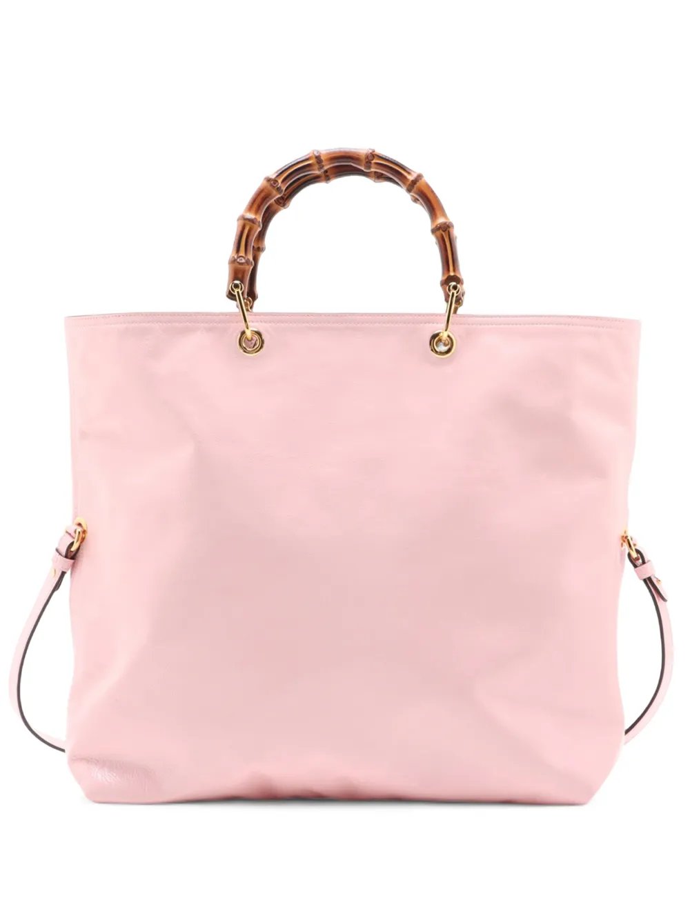 2016-2026 Tall Leather Bamboo Shopper Tote satchel