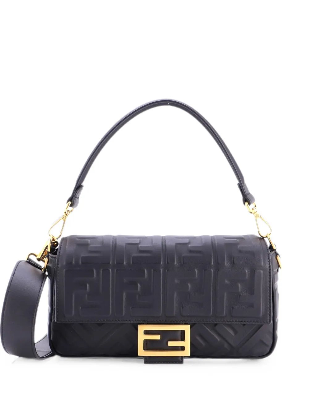 Fendi Baguette NM Bag Zucca Embossed Leather Medium crossbody bag