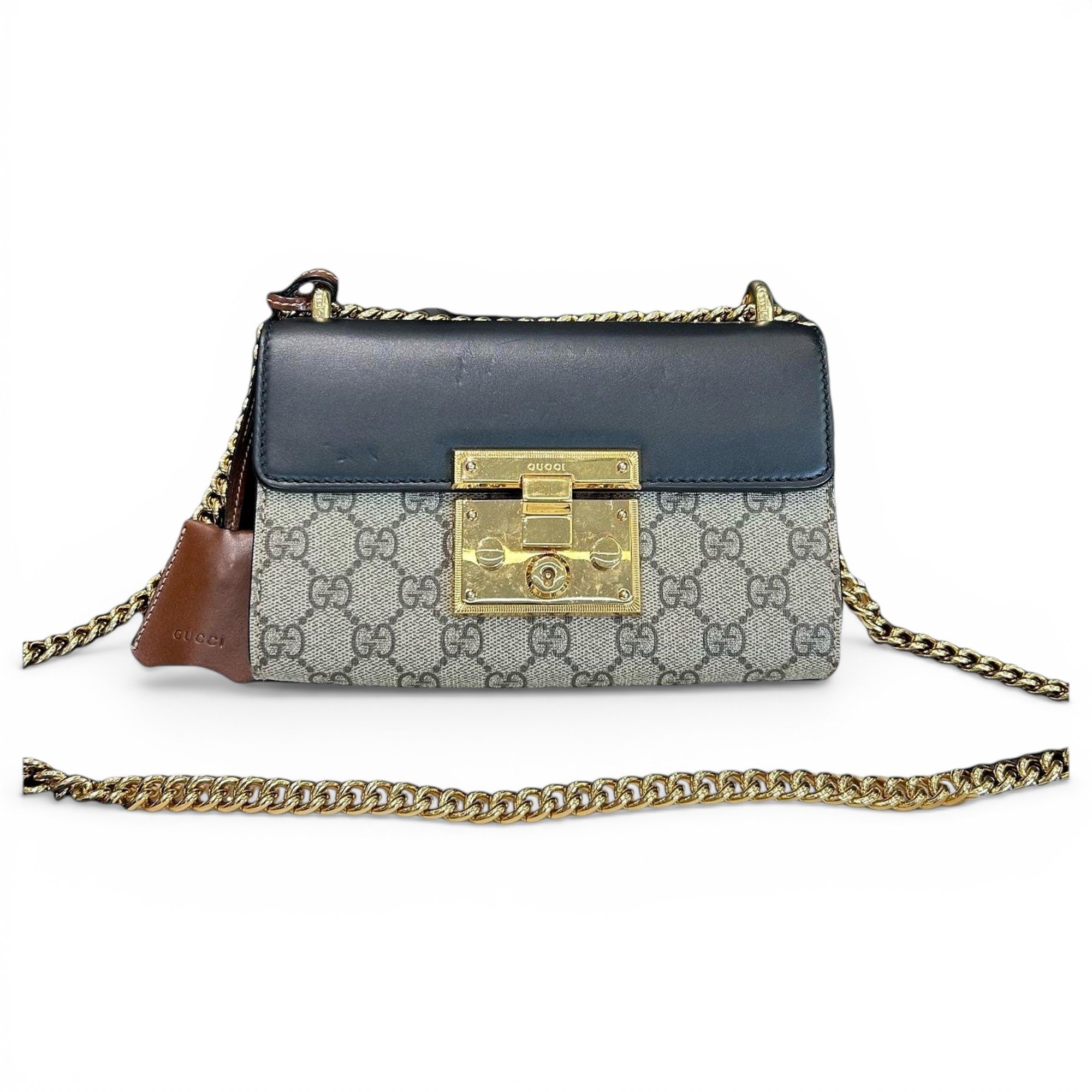 Padlock leather handbag