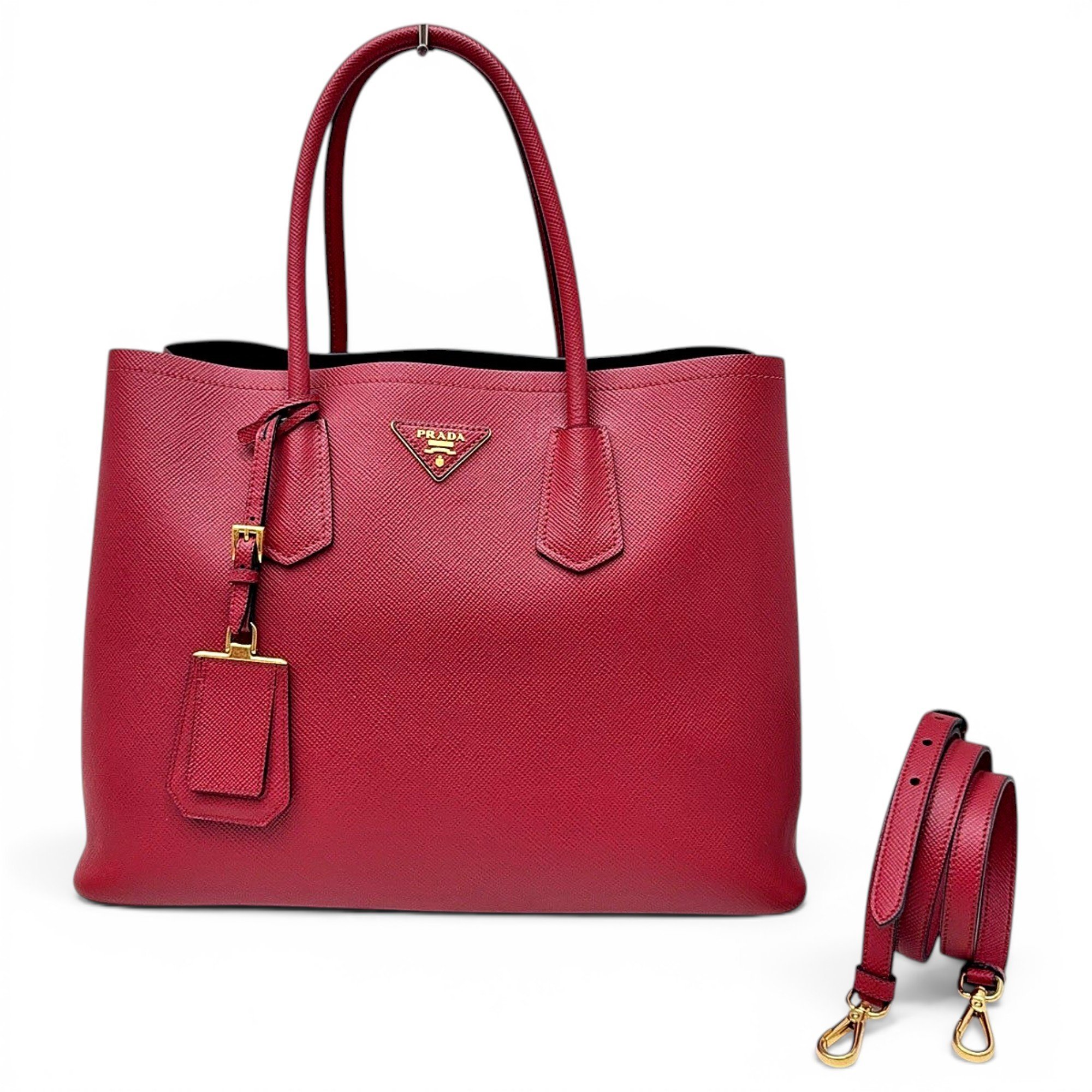 Double leather handbag