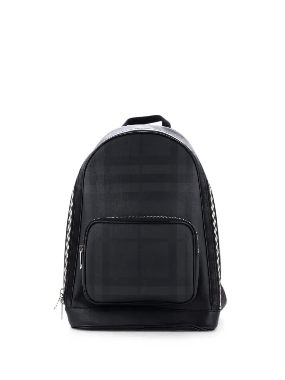 Front Pocket London Check Coated Canvas with Leather Medium backpack
