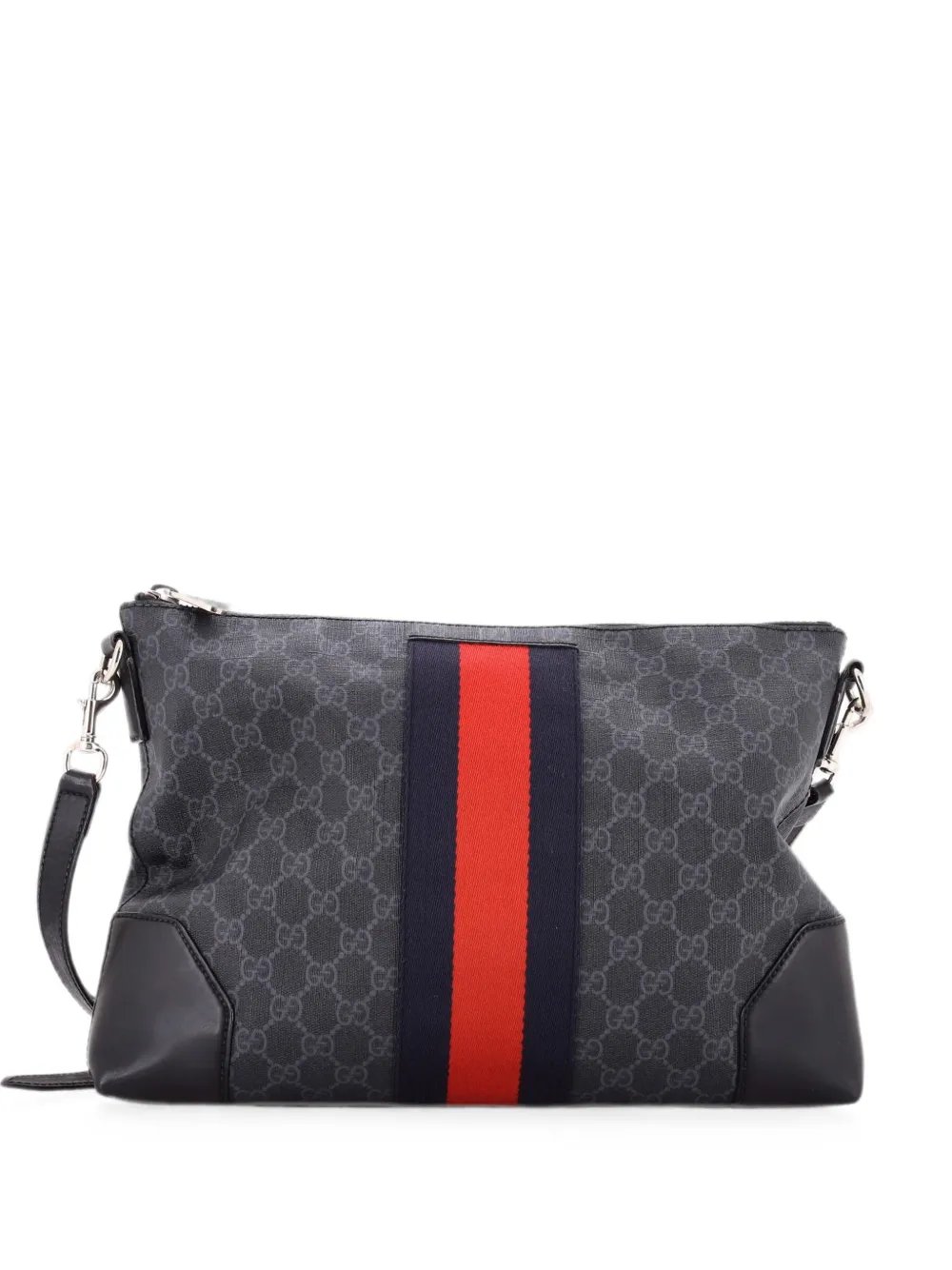 Web Zip Flat Messenger GG Coated Canvas Medium crossbody bag