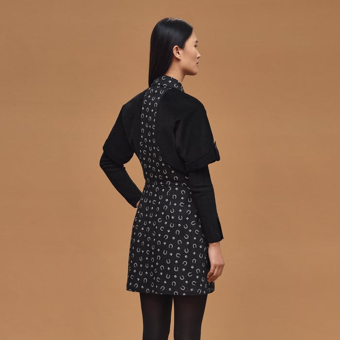 Noir "Porte-bonheur Bandana" Mixed Materials Dress