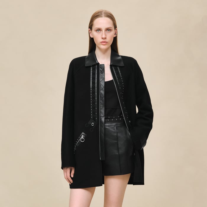 Noir Embroidered Car Coat