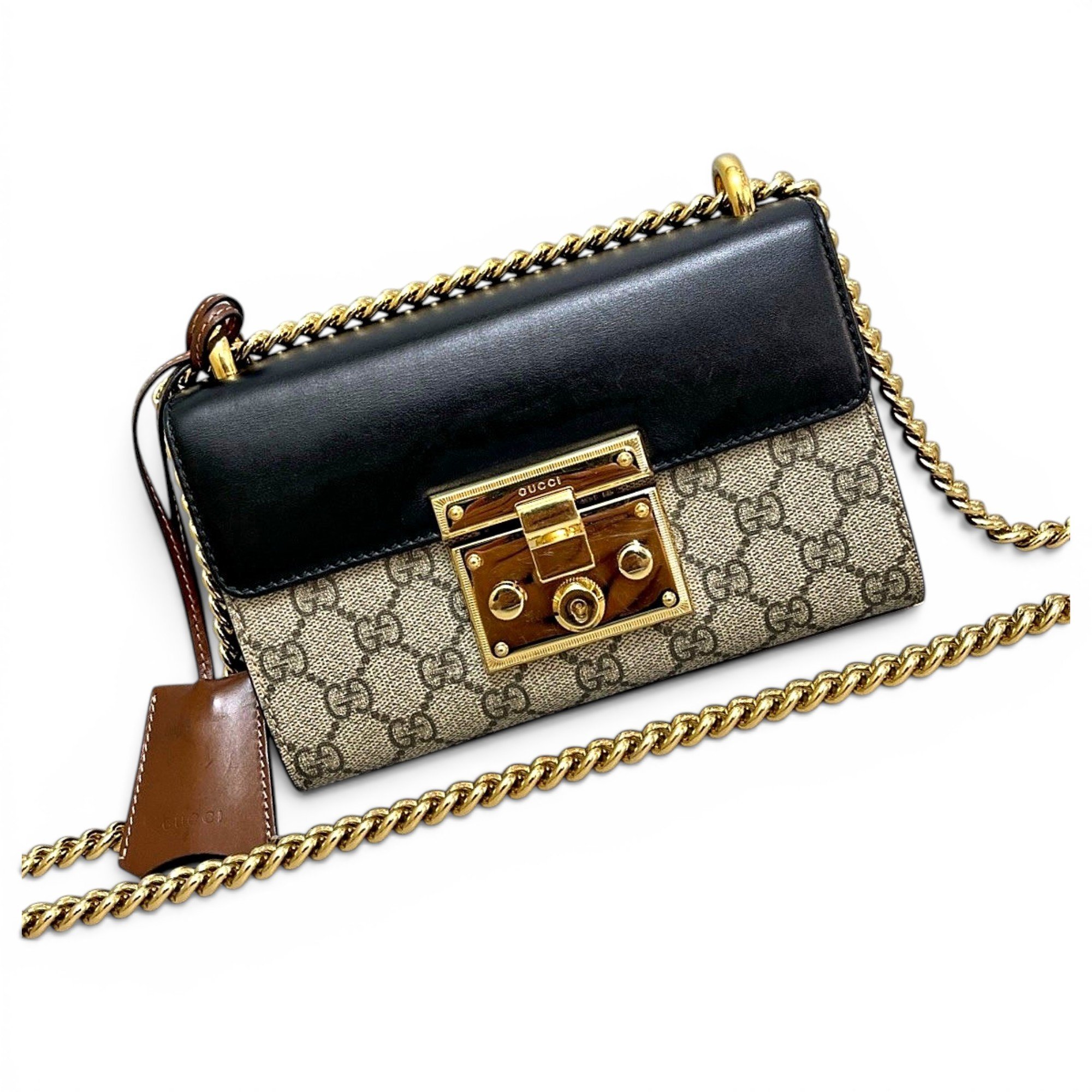 Padlock leather handbag