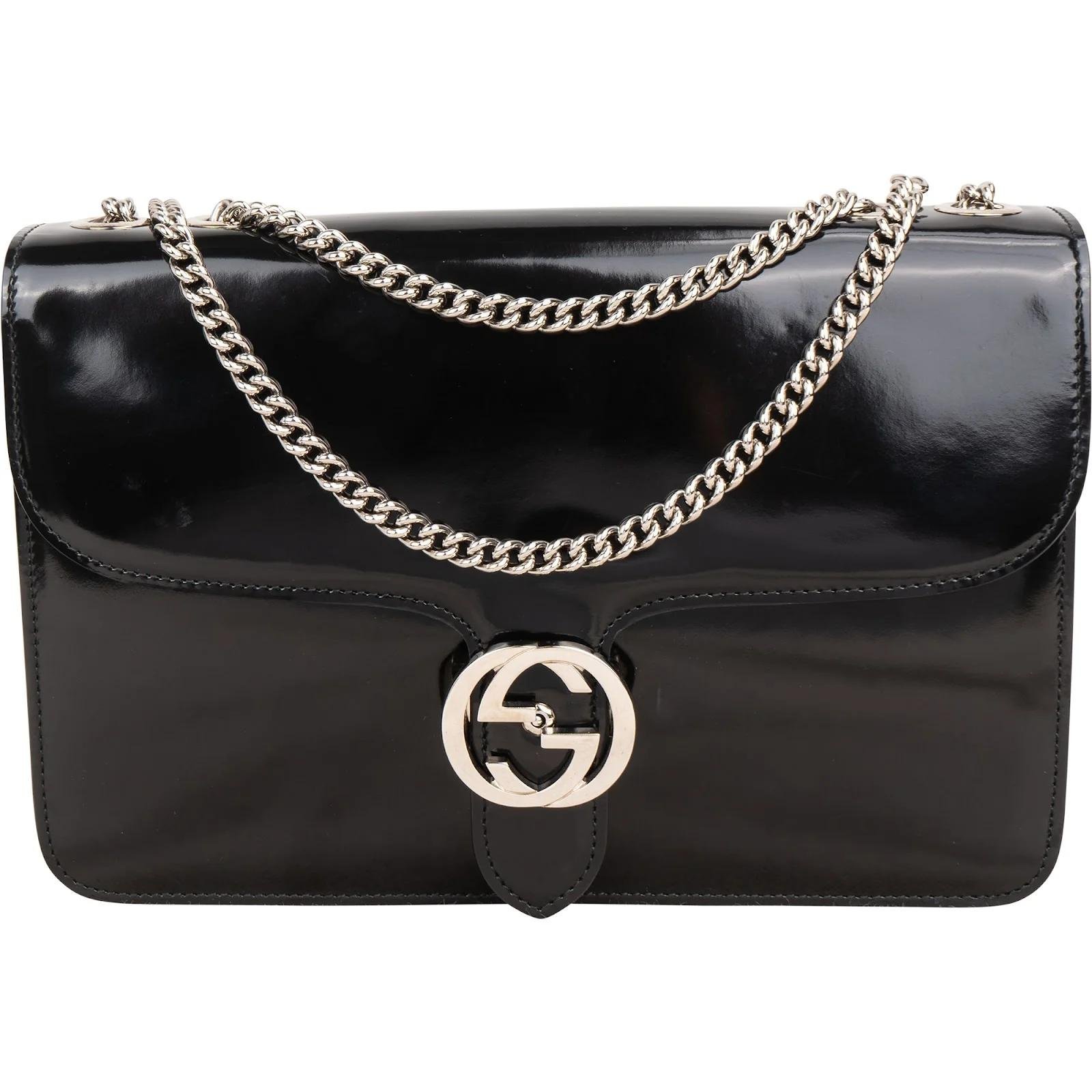 Interlocking patent leather handbag