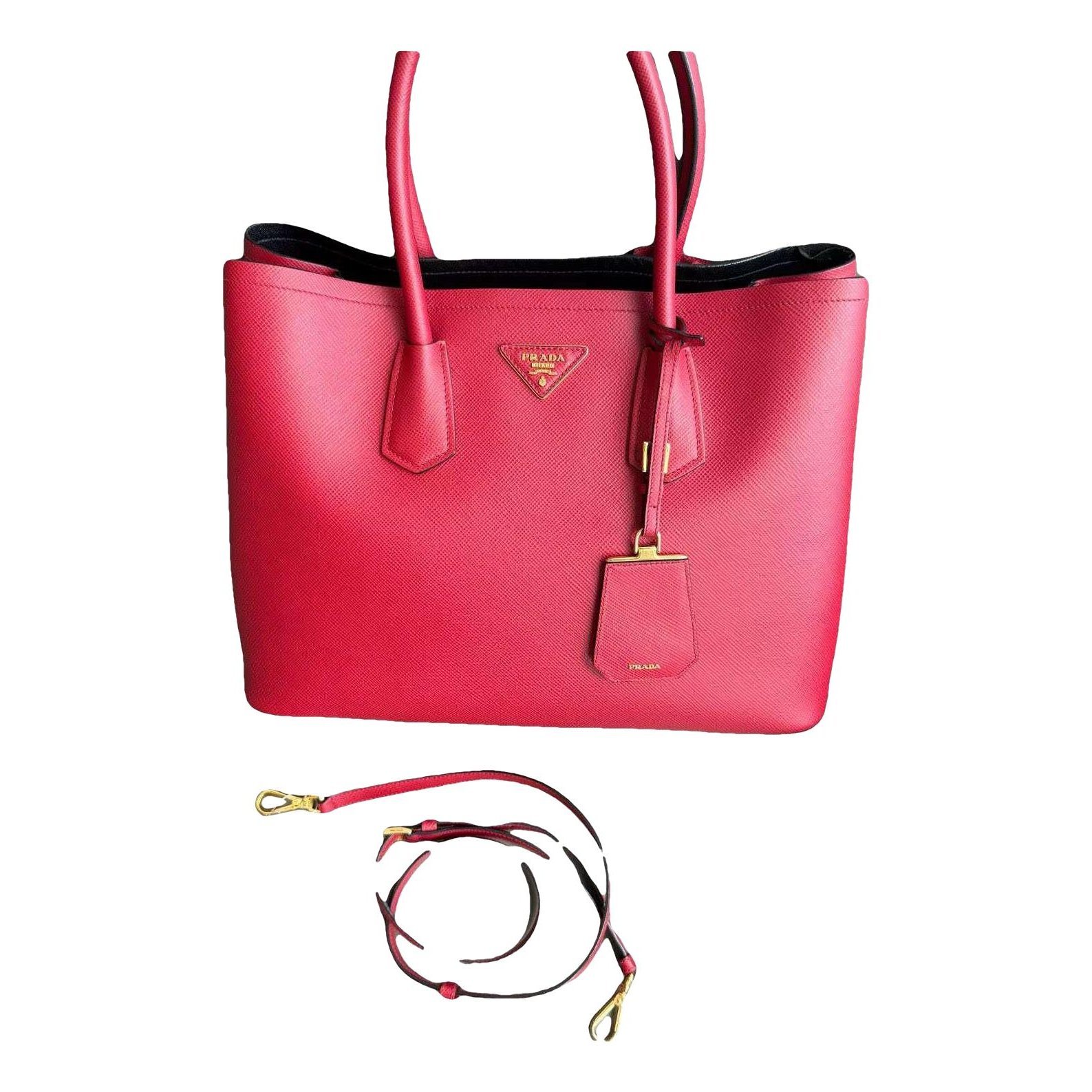 Double leather handbag